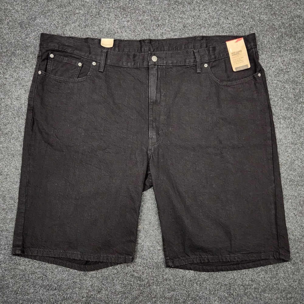 Levi's 469Big Mens Size 50 Loose Fit 100% Cotton 5 Pocket Black Jean Shorts NWT‎